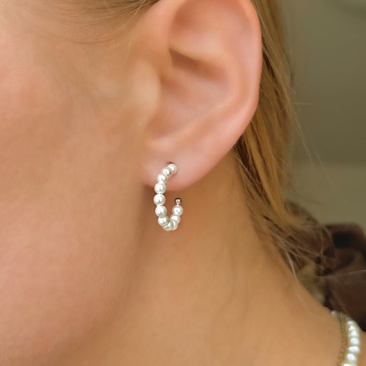 Pendientes de perlas de imitación de plata de ley