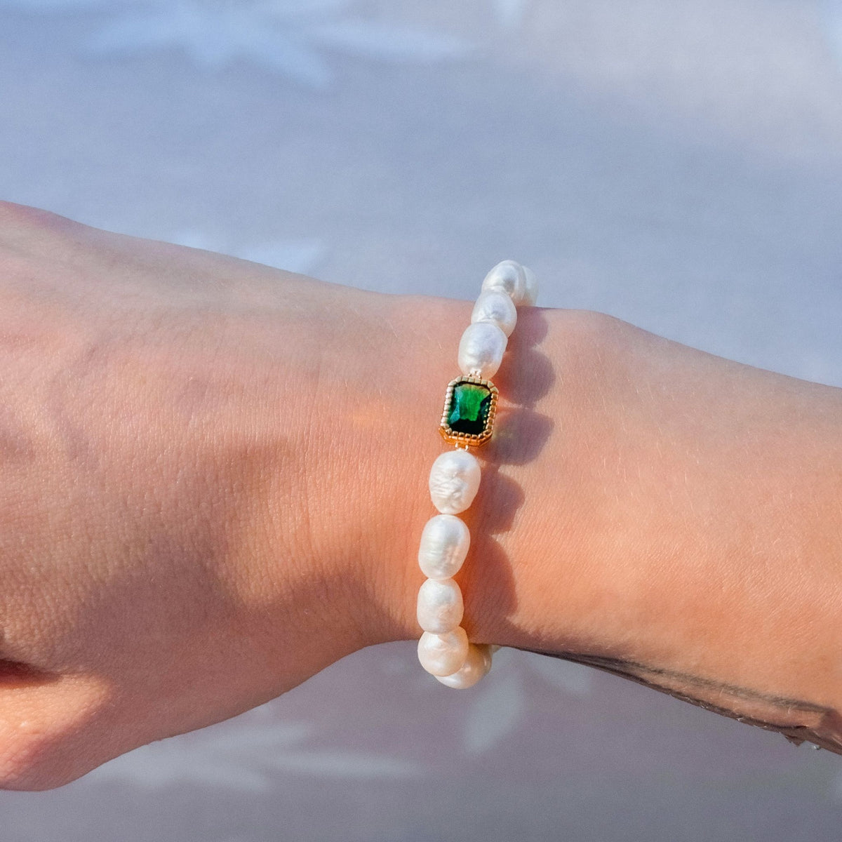 Pulsera de perlas de plata de ley