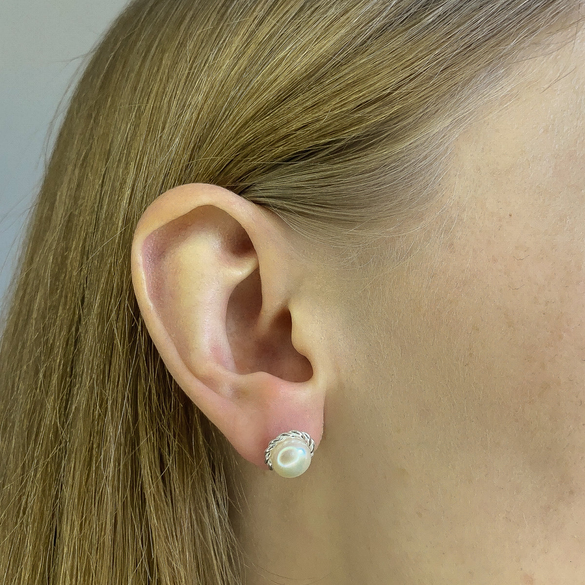 Pendientes de perlas de plata de ley