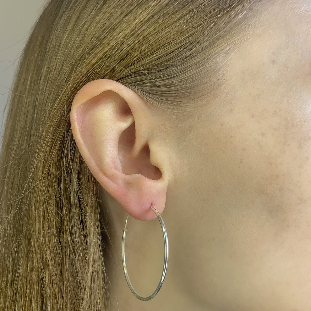 Pendientes de aro de plata de ley de 1 a 5 cm