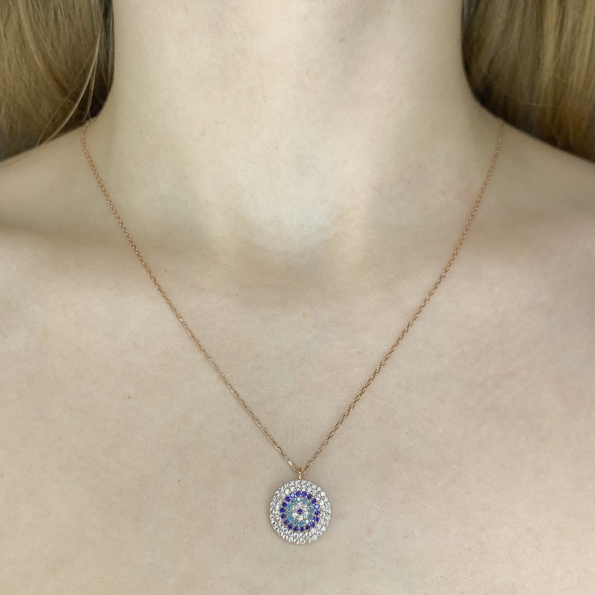 Collar de plata de ley con ojo turco