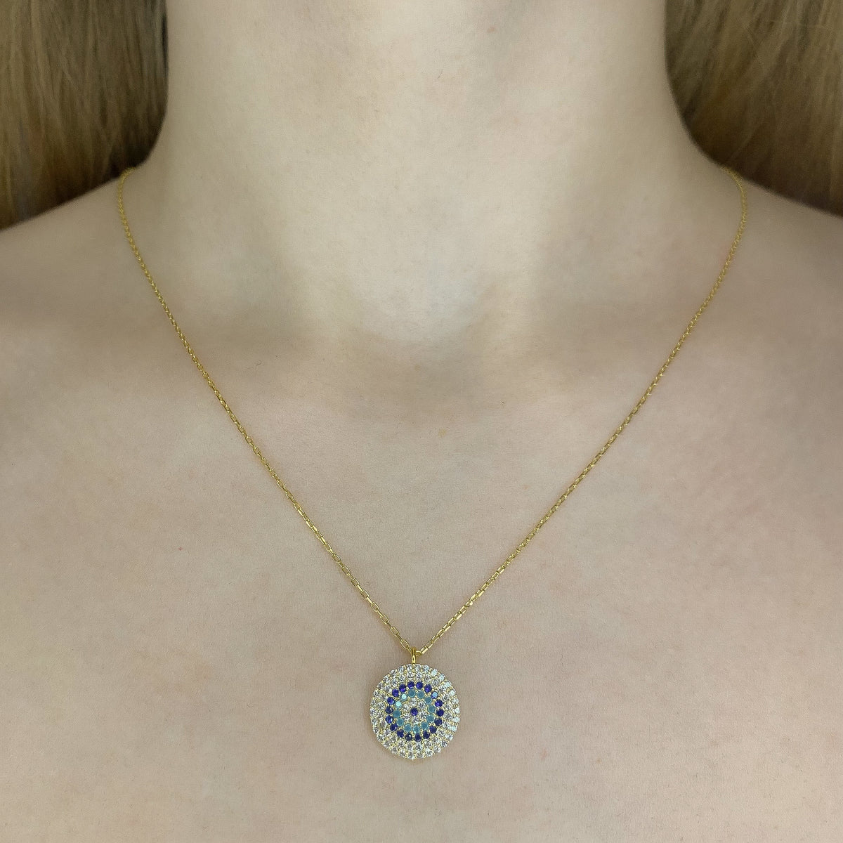 Collar de plata de ley con ojo turco
