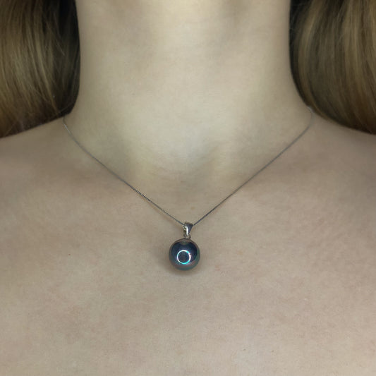 Collar de Plata de Ley con Perla Negra