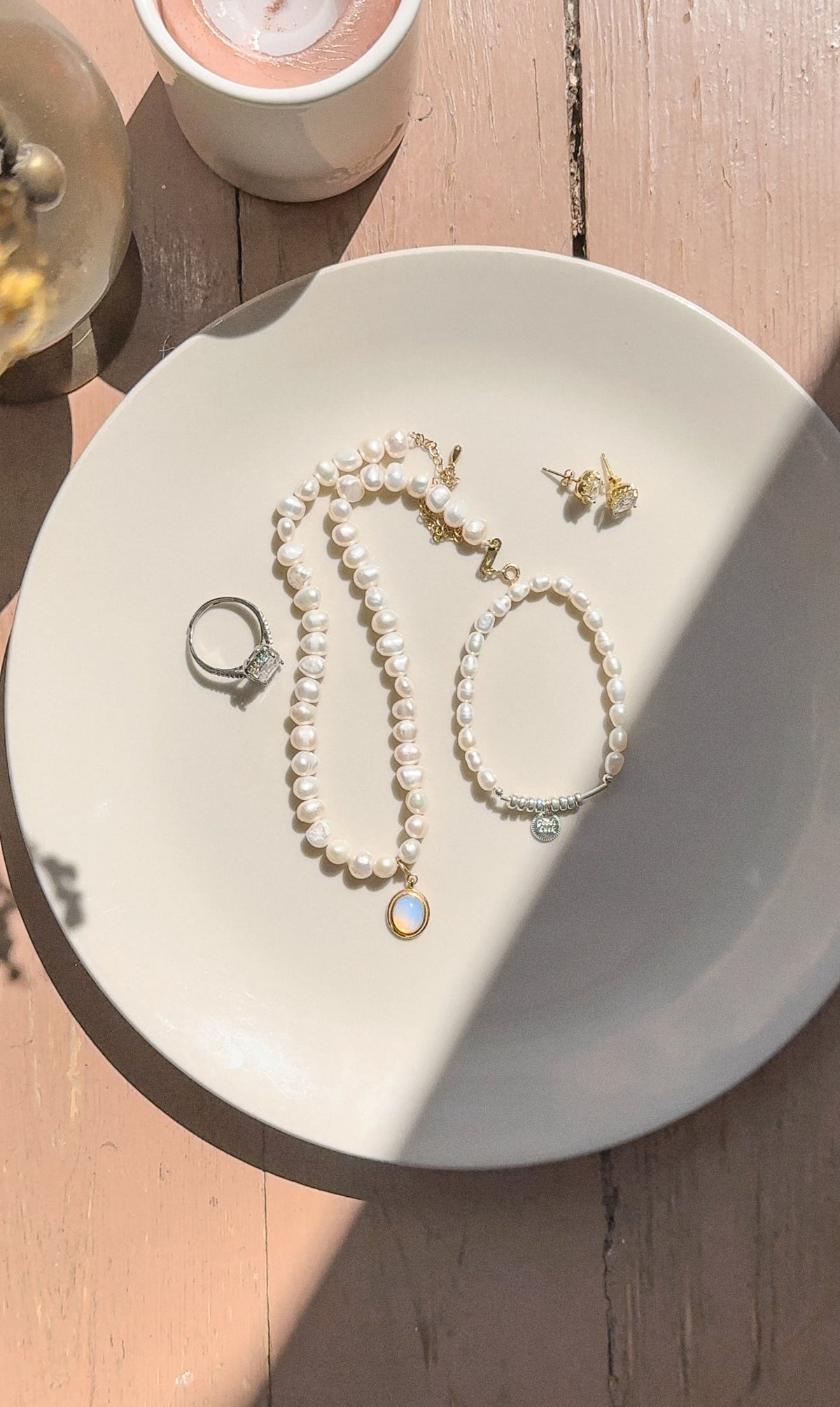 Pulsera de plata de ley con perlas "Buena suerte"
