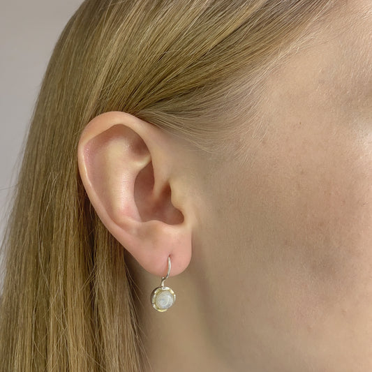 Pendientes de piedra lunar de plata de ley