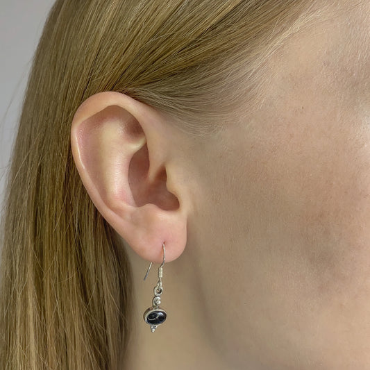 Pendientes de plata de ley con ónix negro
