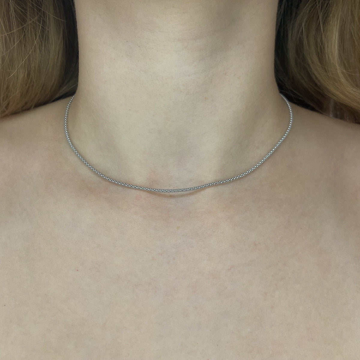 Collar de cadena Coreana de plata de ley