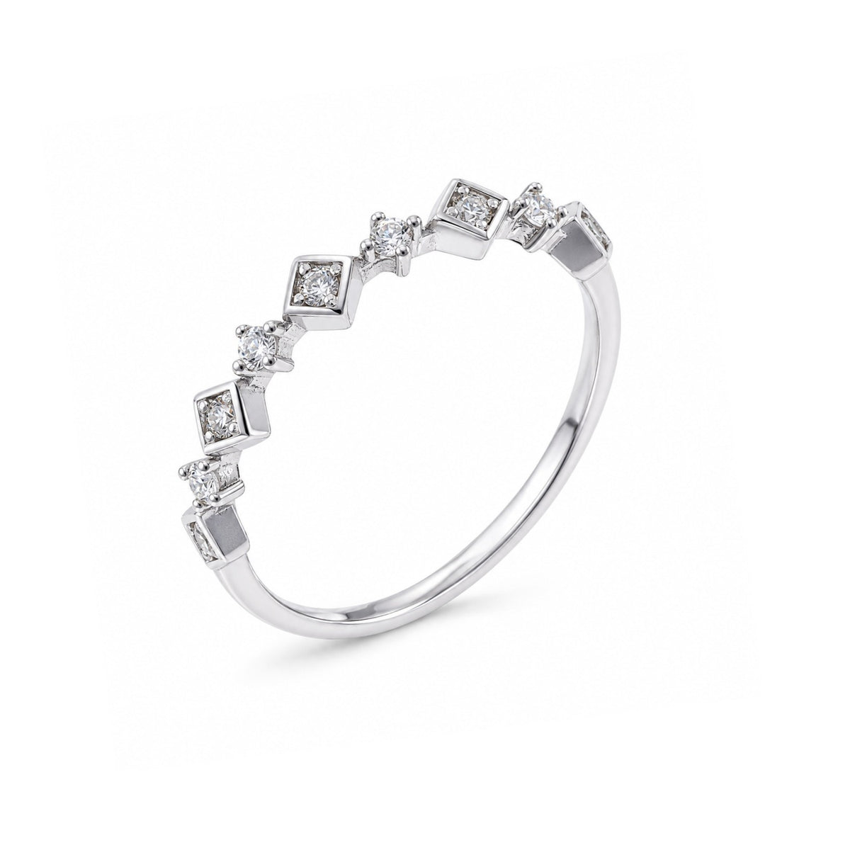 Anillo de plata «Ritmo» con circonitas