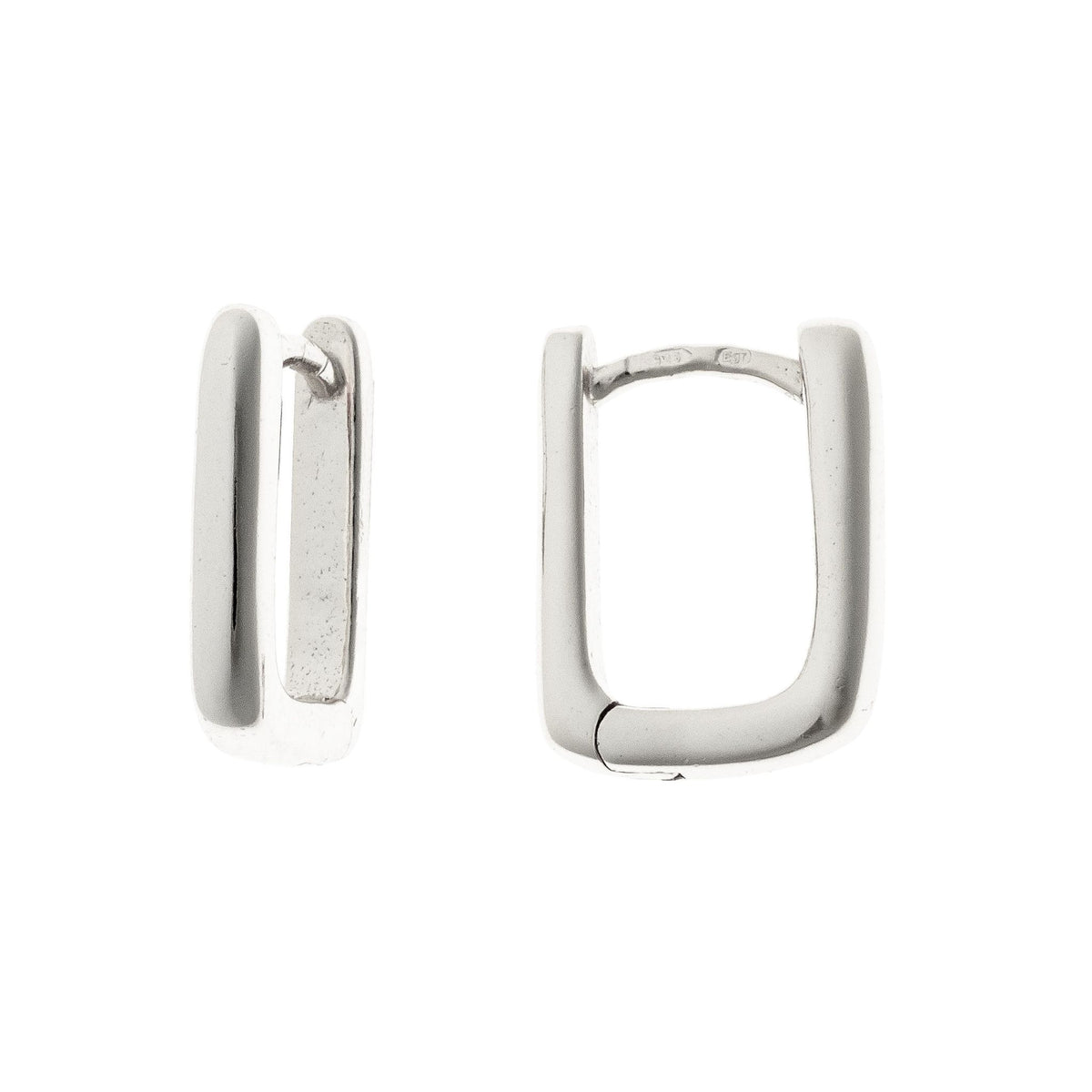 Aros rectangulares de plata de ley