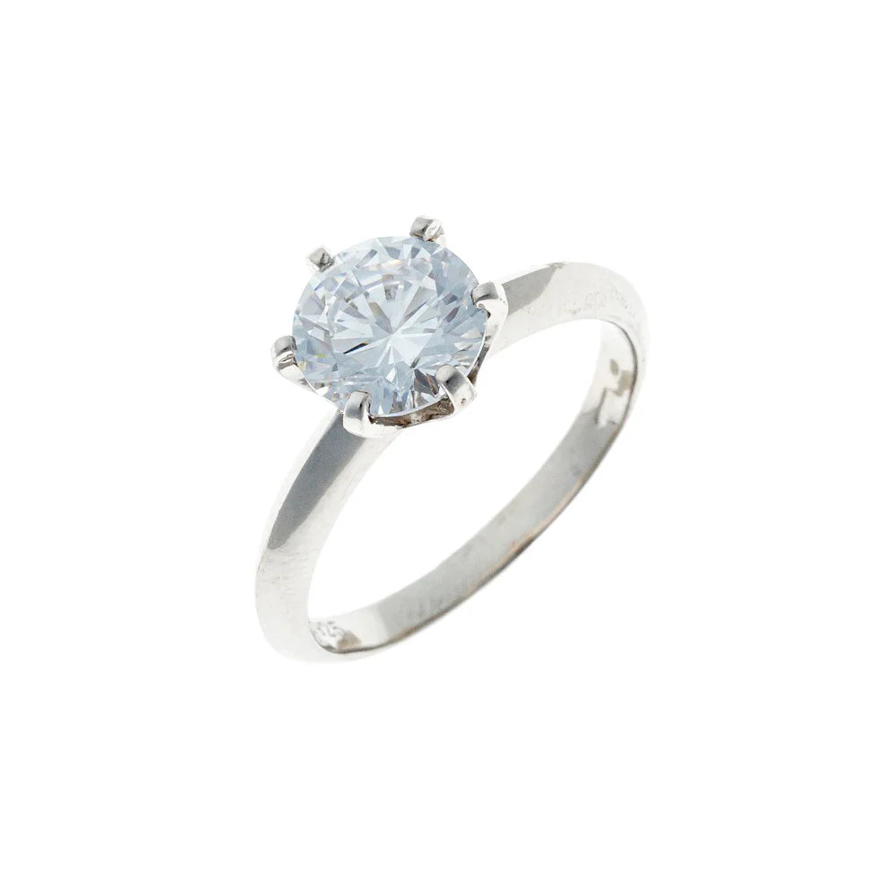 Anillo de plata de ley con cristal de circonita cúbica