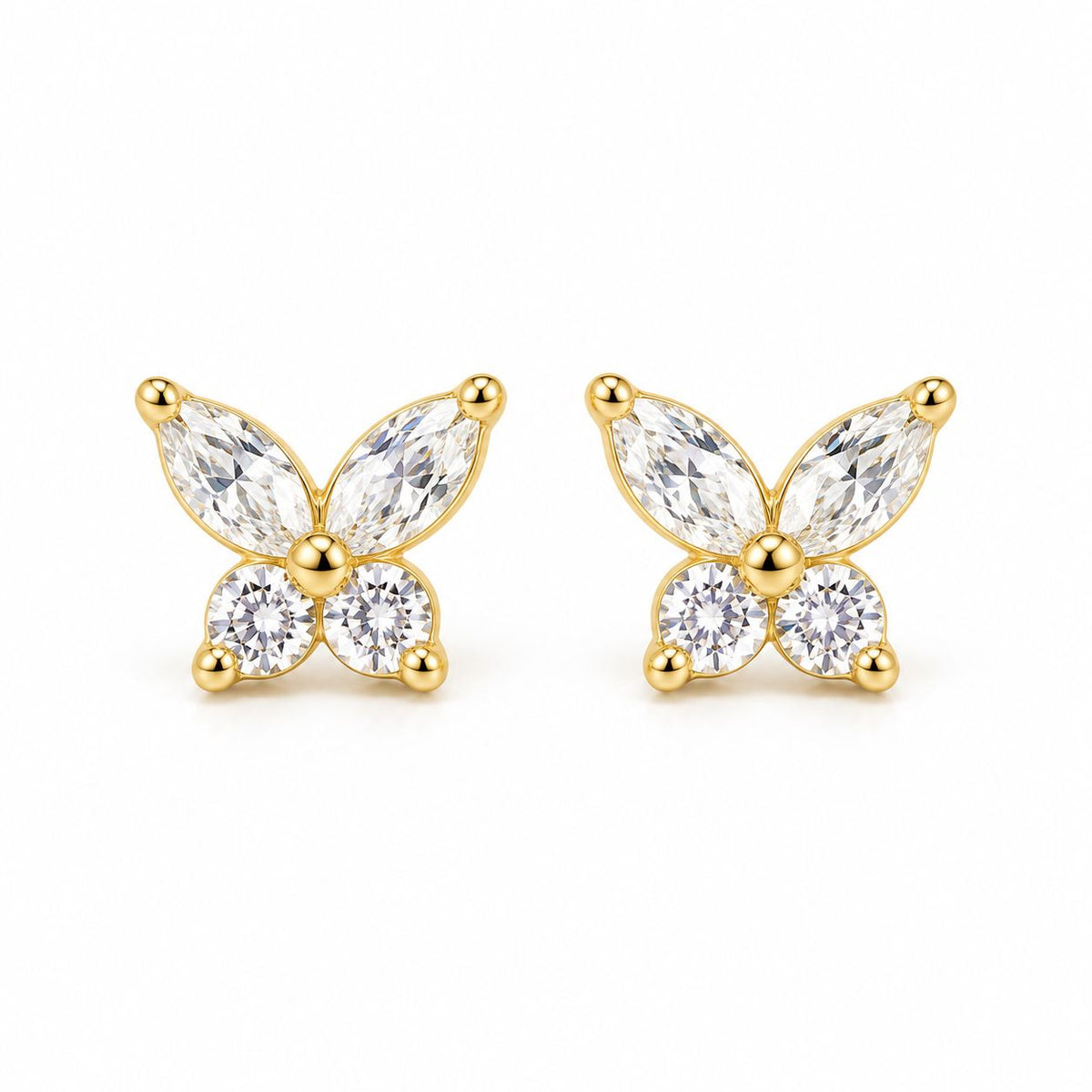 Aretes de mariposa de plata esterlina
