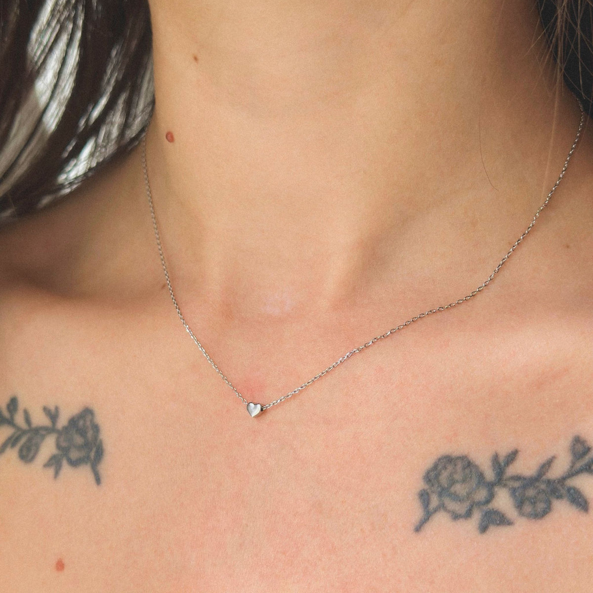 Collar de corazón de plata de ley