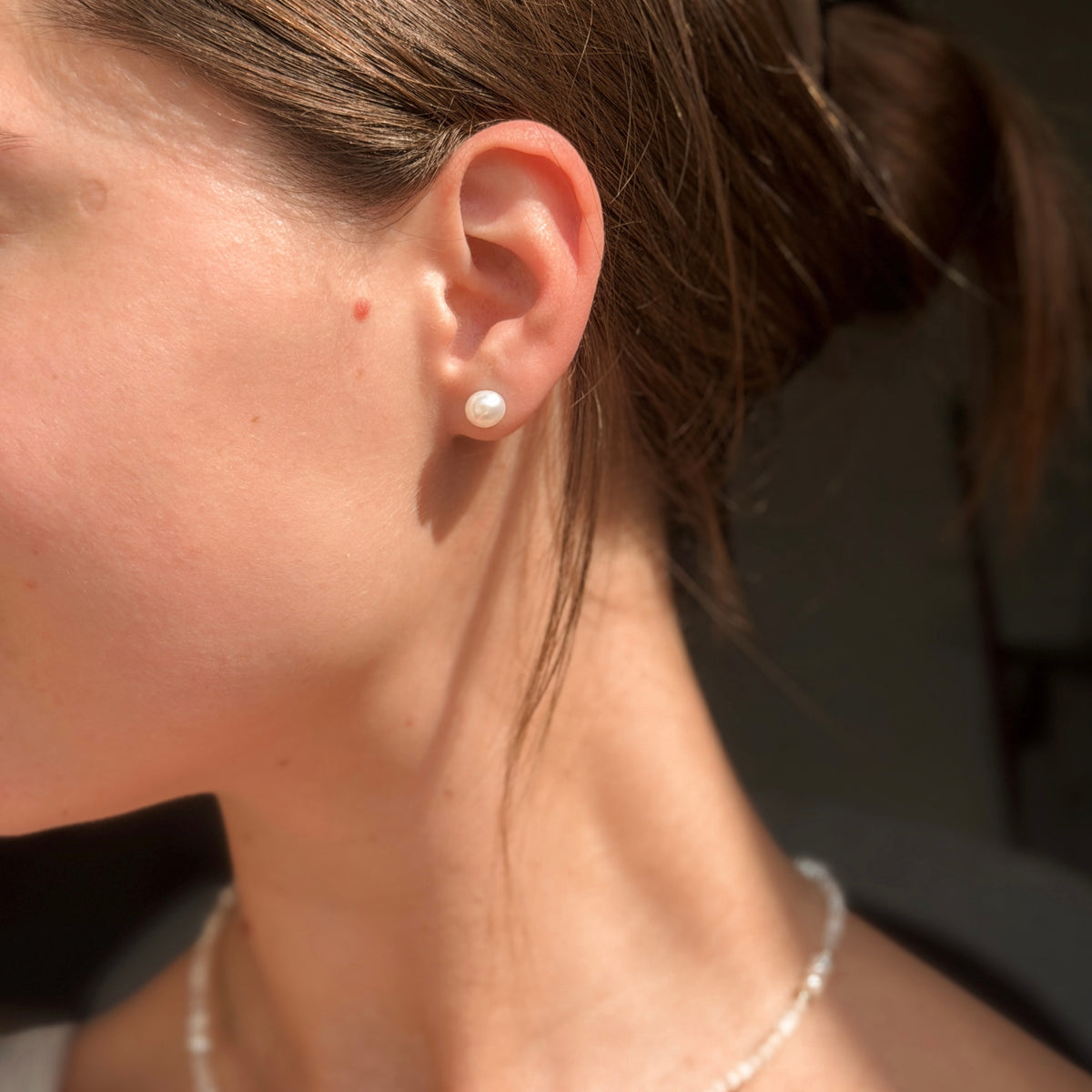 Pendientes de perlas de plata de ley