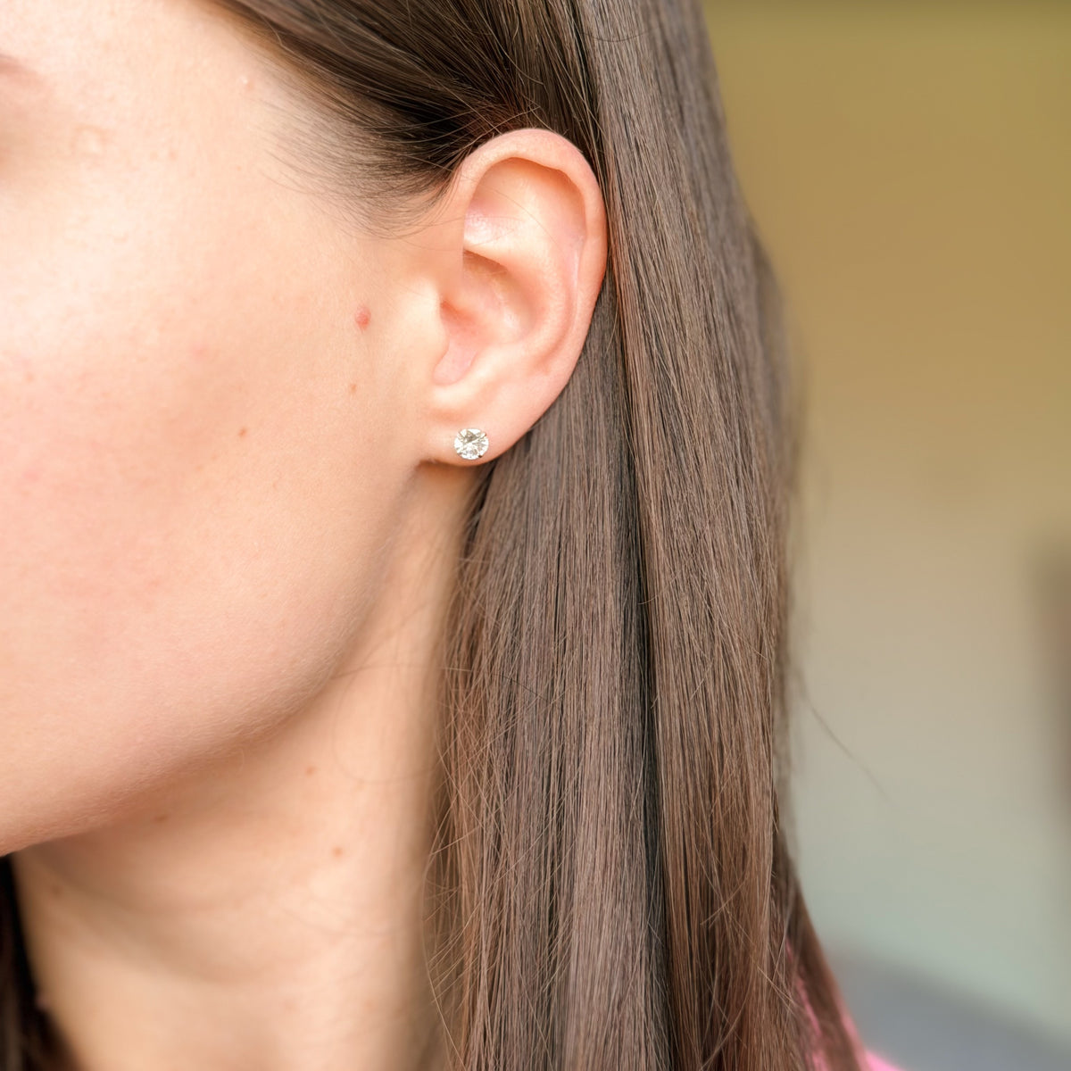 Aretes con Circonita Cúbica de Plata Fina de 3 a 7 mm