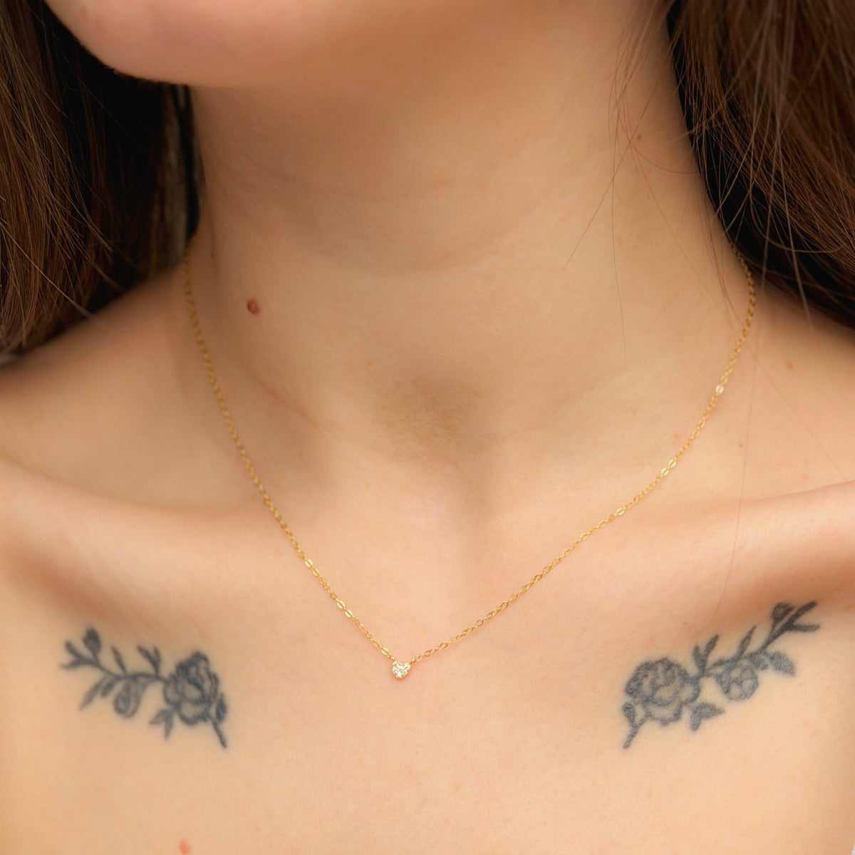 Collar de corazón de plata esterlina con circonitas