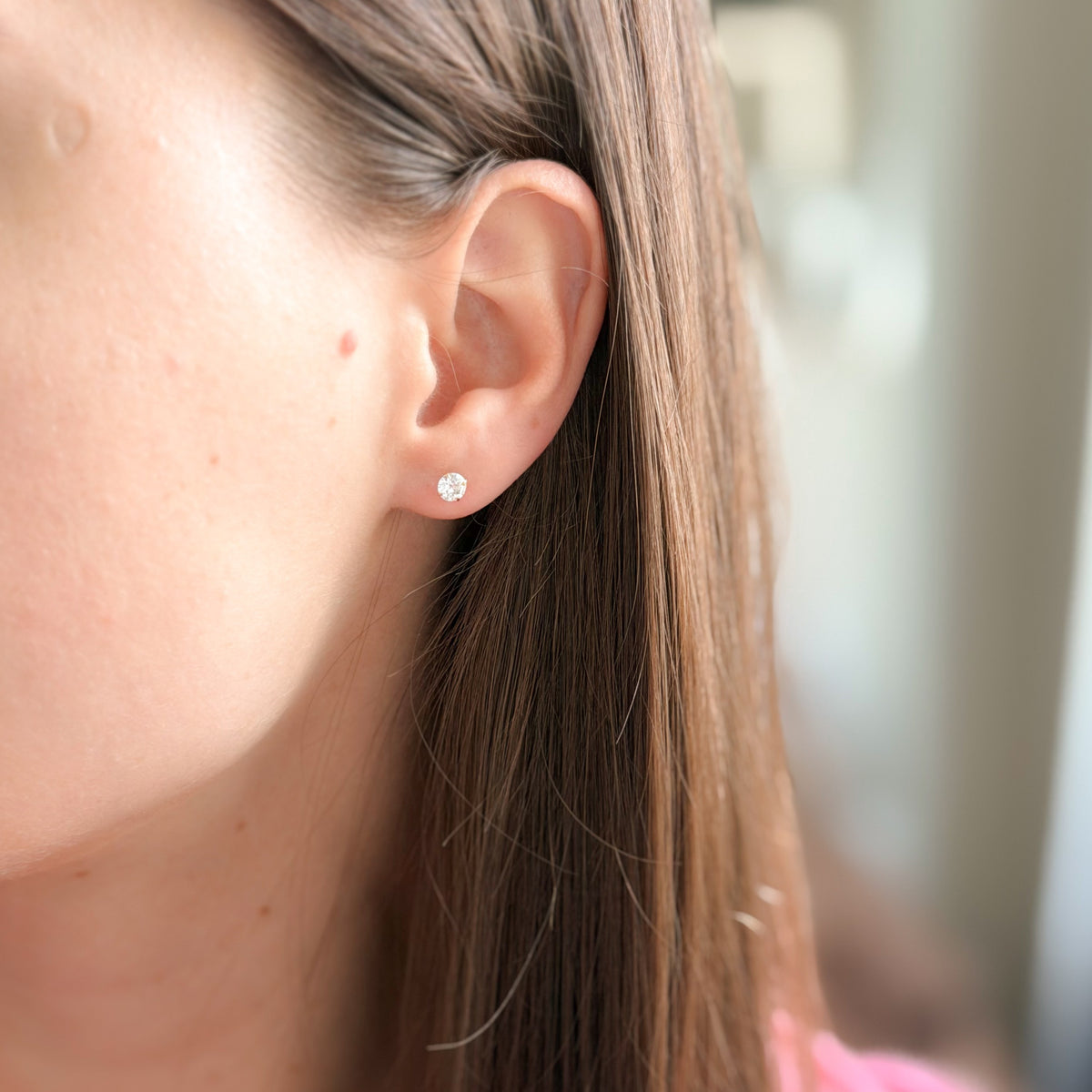 Aretes de plata esterlina con circonitas cúbicas de 4 a 7 mm