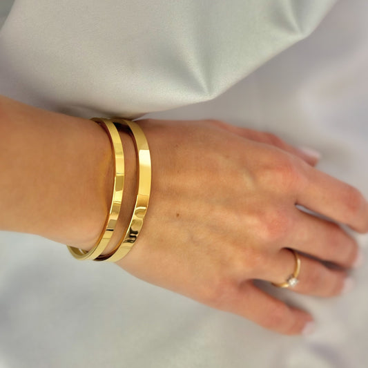 Hera – Brazalete bañado en oro de 18 quilates (4 mm / 6 mm)