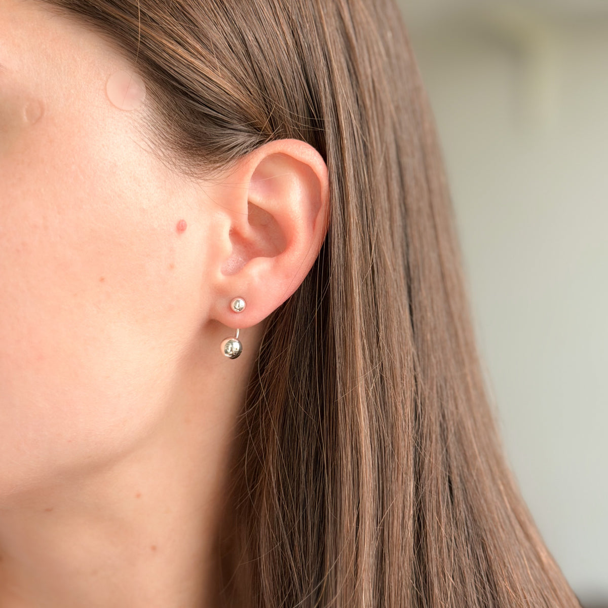 Aretes de plata de ley de dos piezas