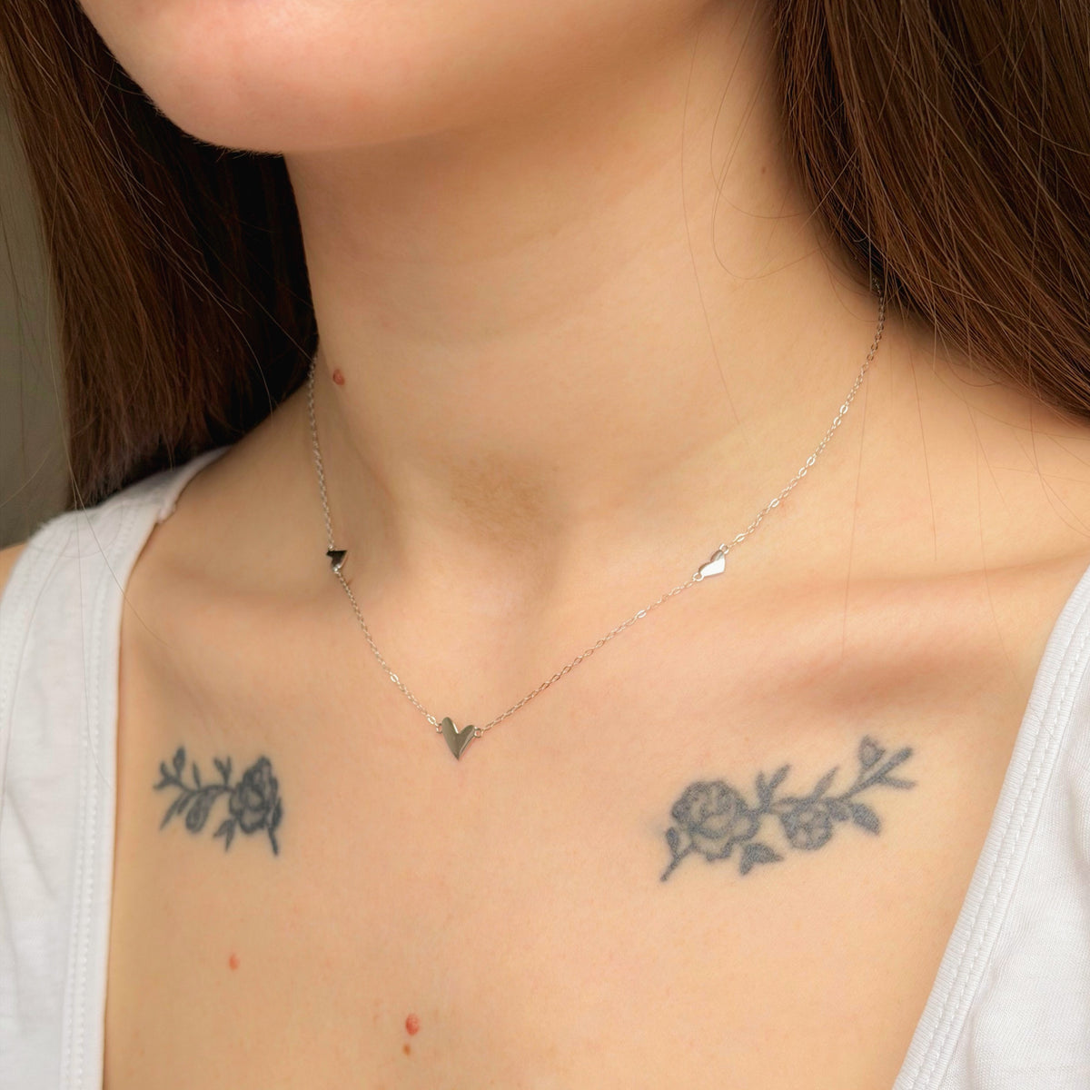 Collar de corazón de plata de ley