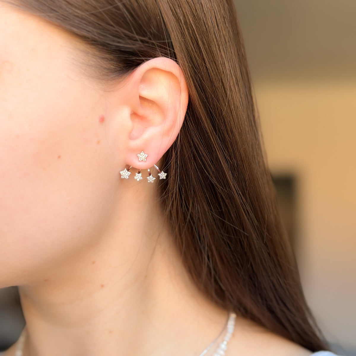Pendientes de plata de ley con forma de estrella