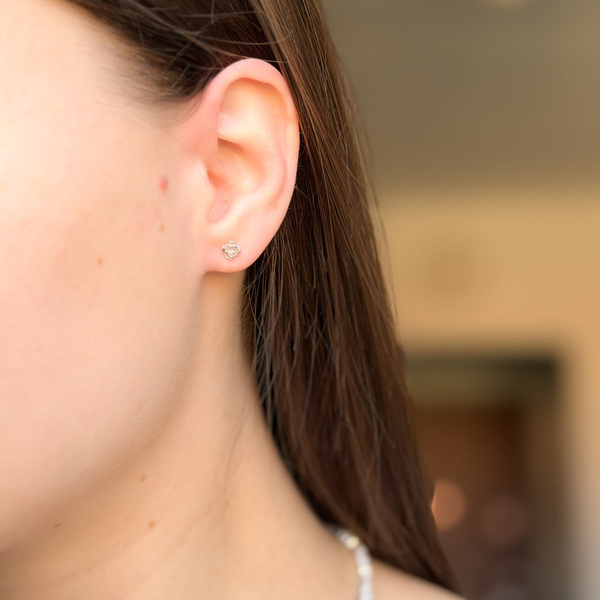 Pendientes de flores de plata de ley