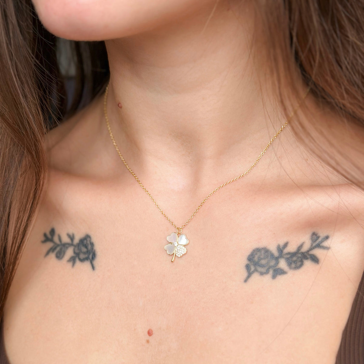 Collar de trébol de plata esterlina