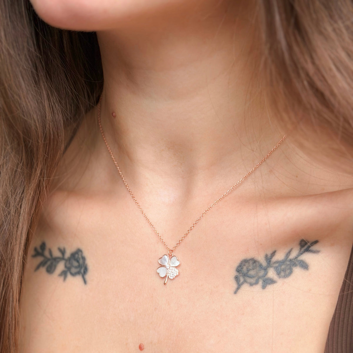 Collar de trébol de plata esterlina