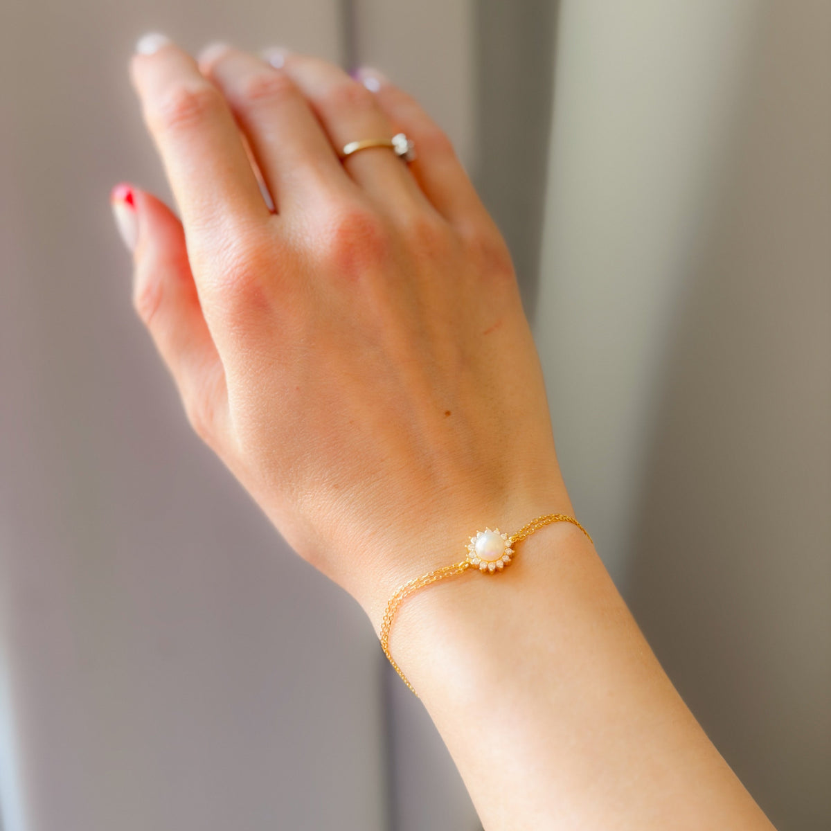 Pulsera de perlas de plata de ley