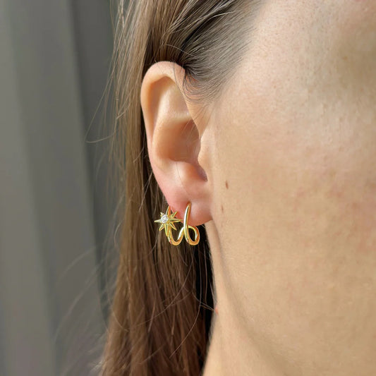 Pendientes de estrella con circonitas cúbicas en plata de ley