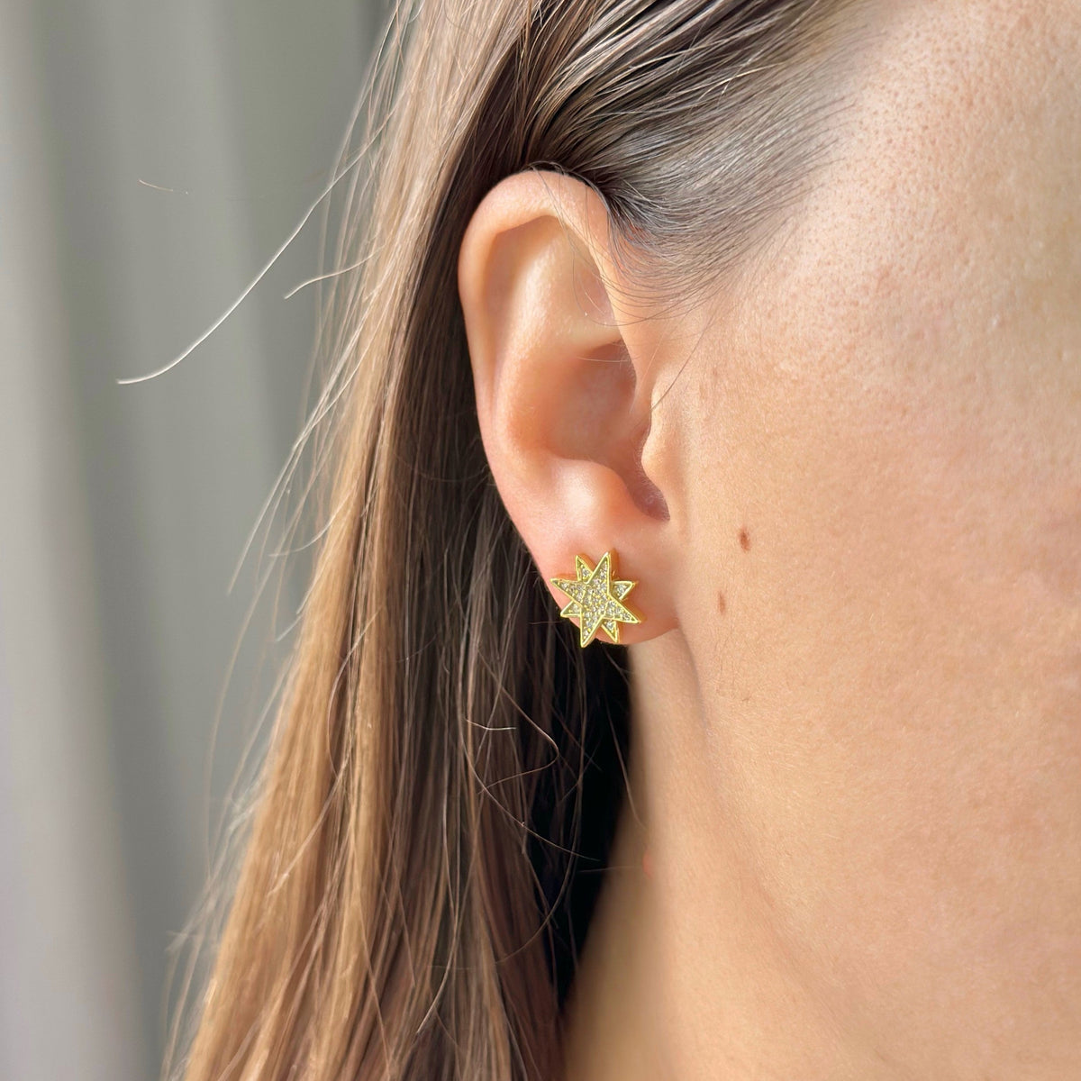 Pendientes de estrella Hoshi de plata de ley