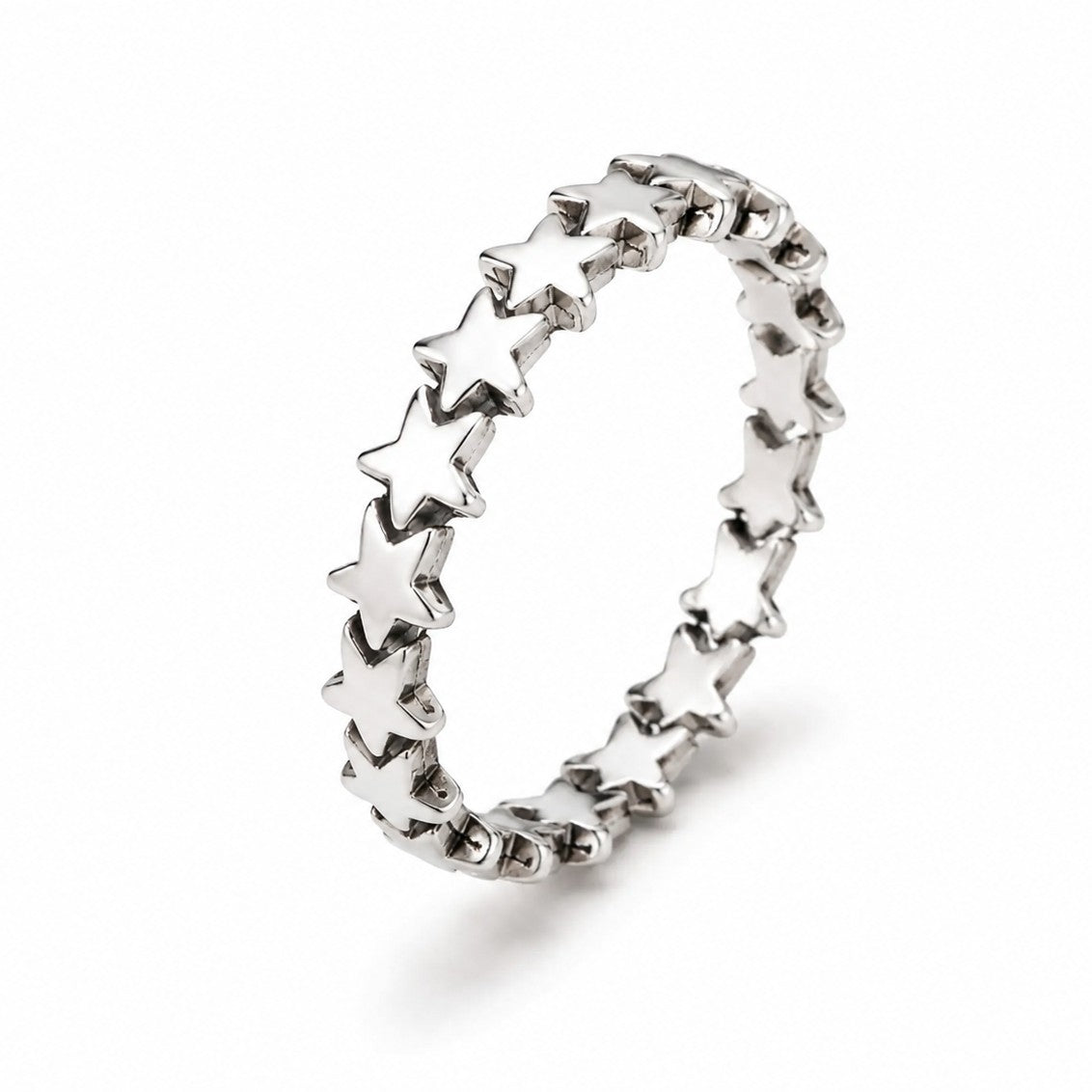 Anillo de estrellas de plata de ley