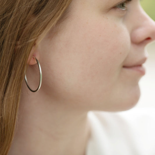 Pendientes de aro de plata de ley de 1 a 5 cm