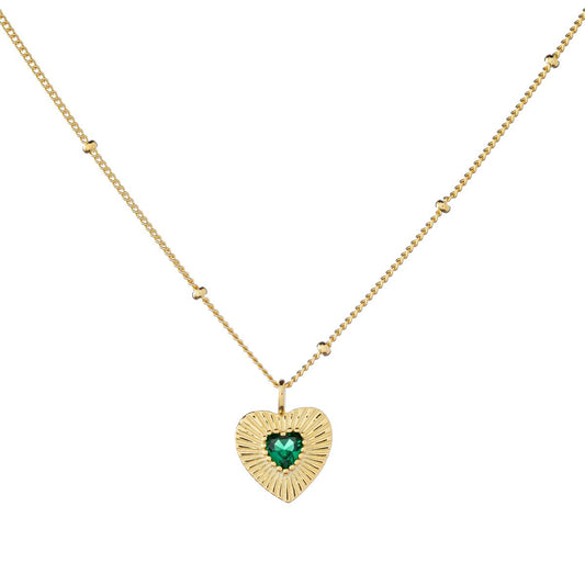 Collar de corazón de plata esterlina con circonitas