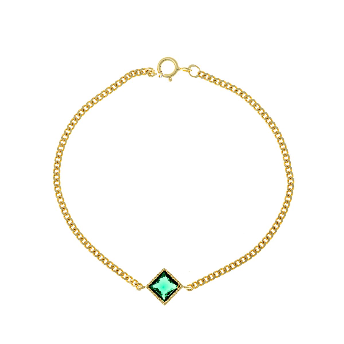 Pulsera de plata de ley con circonita cúbica y esmeralda